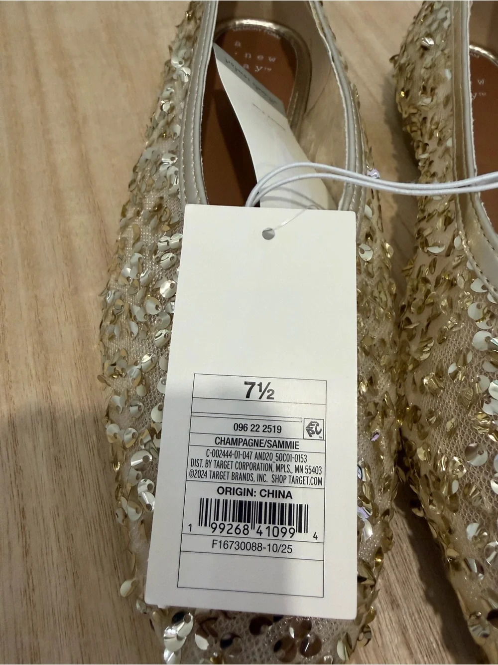 a new day Gold Sequin Slip-On Flats